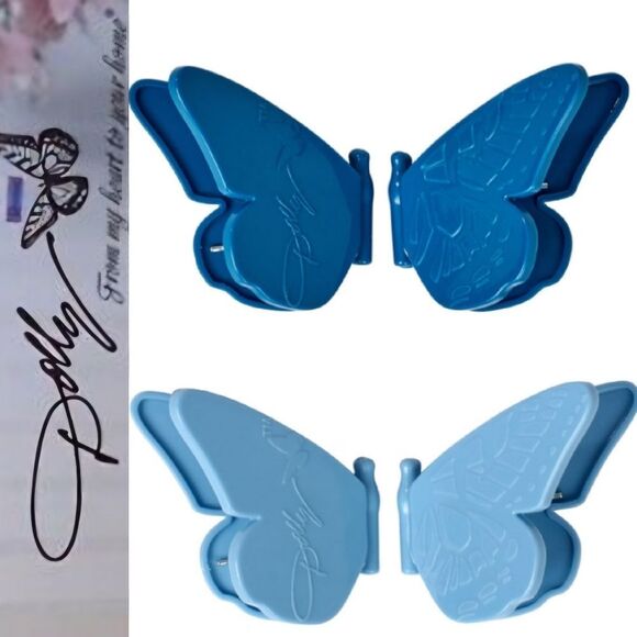 Dolly Parton Set Of 4 Butterfly Bag Clips- Blue - Picture 1 of 8